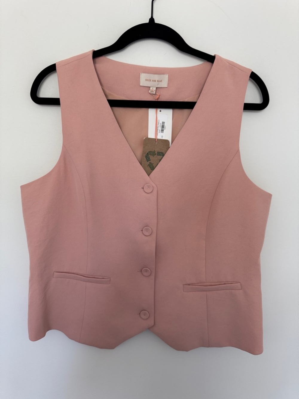 Skies Are Blue NWT Soft Blush Pink V-Neck Vest - Size L